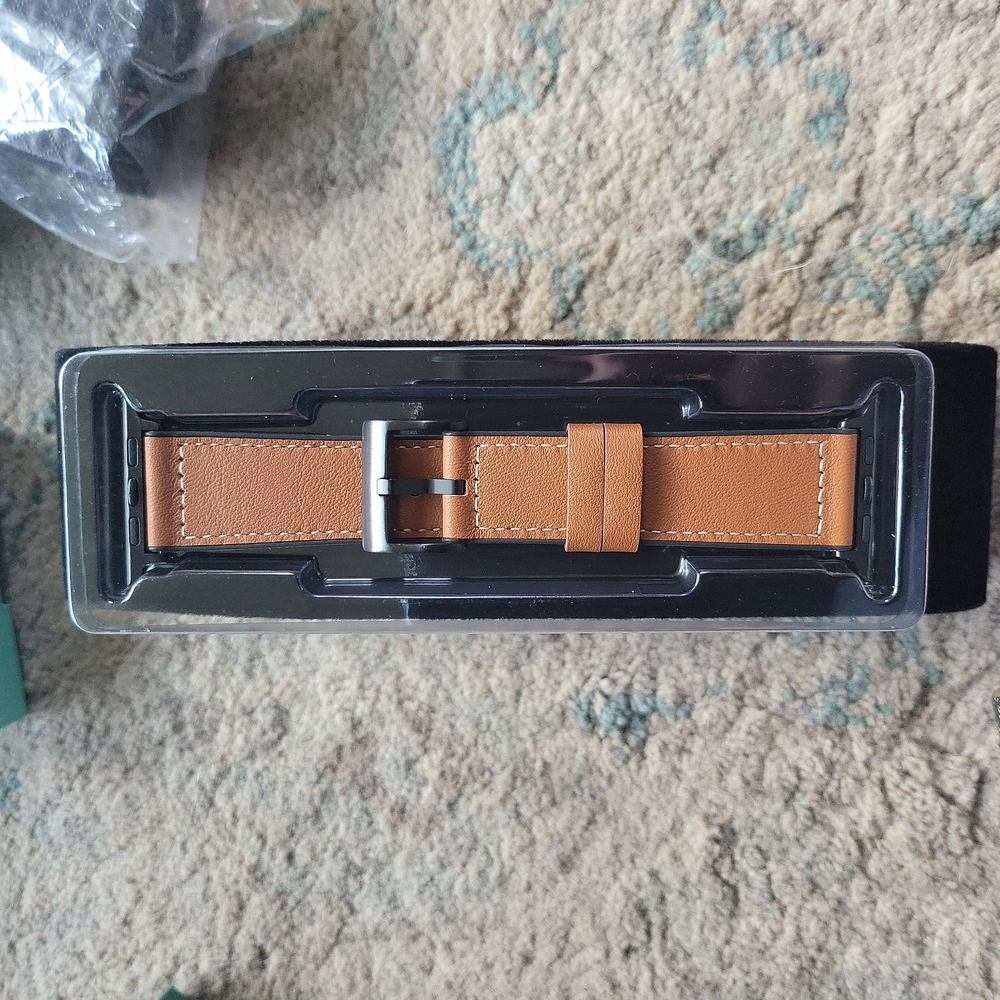 Brown leather watch band